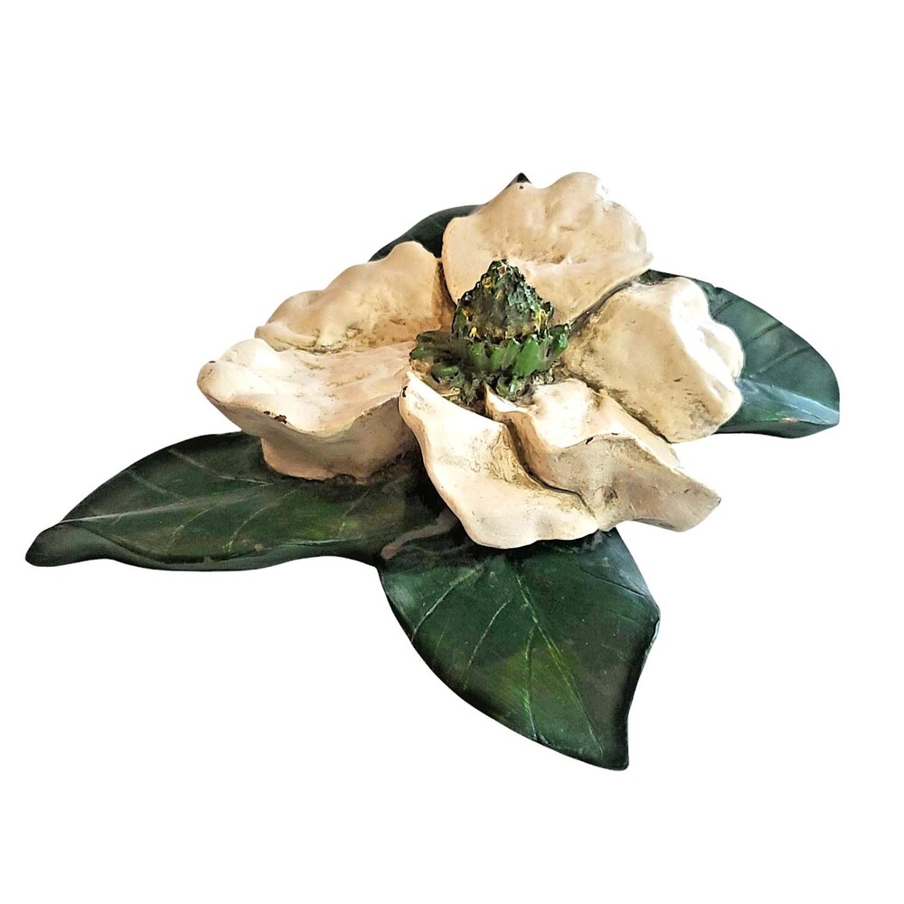 Vintage Ceramic Magnolia Flower Centerpiece Hand Painted 1970's